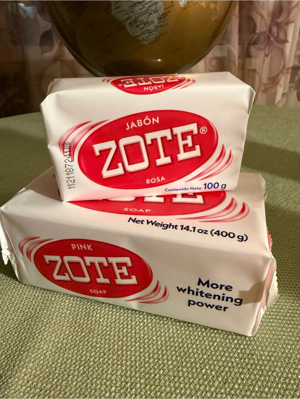 🌞 4/$20 Zote Pink Soap Bar for Laundry & Delicates, Two bars, 400g and 100g each